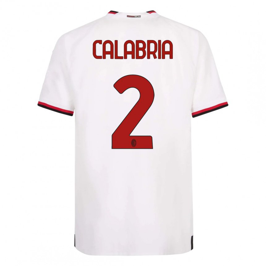 Herren Davide Calabria #2 Weiß Rot Auswärtstrikot Trikot 2022/23 T-shirt Belgien