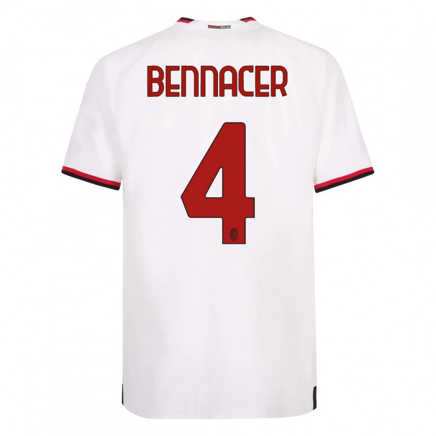 Homme Maillot Ismael Bennacer #4 Blanc Rouge Tenues Extérieur 2022/23 T-shirt Belgique