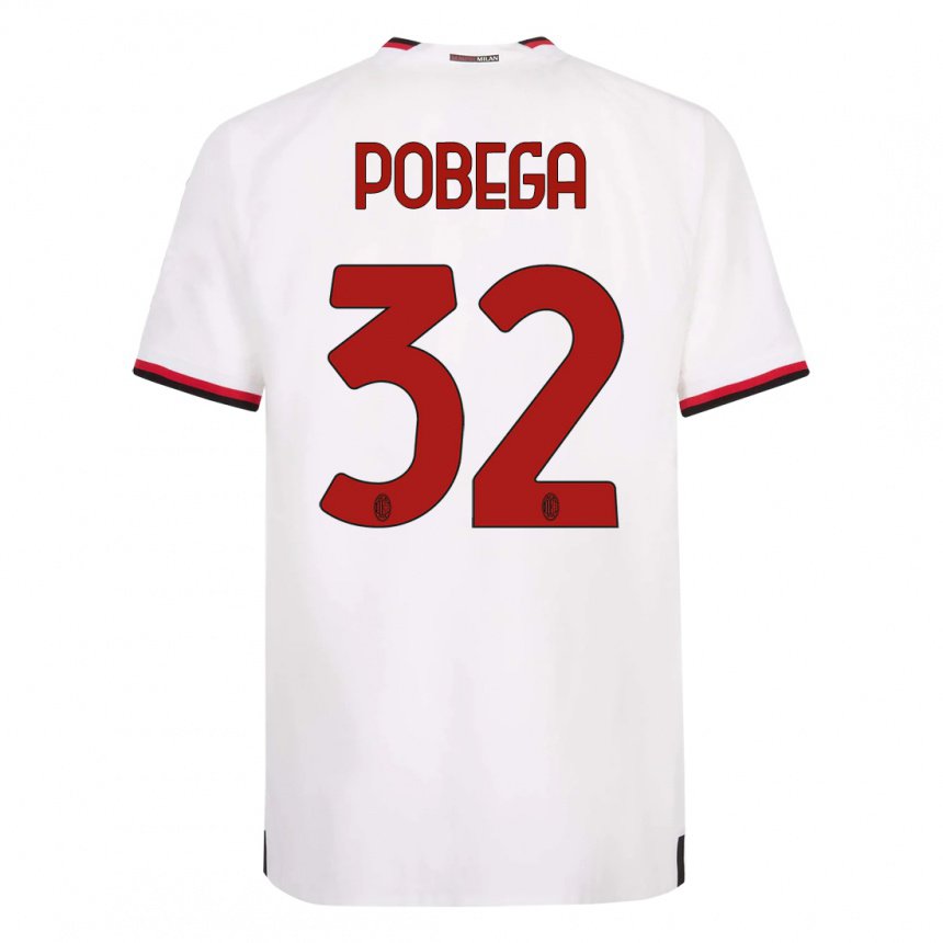 Herren Tommaso Pobega #32 Weiß Rot Auswärtstrikot Trikot 2022/23 T-shirt Belgien