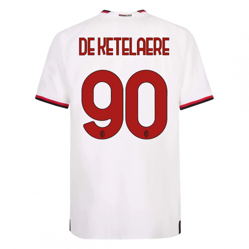 Homme Maillot Charles De Ketelaere #90 Blanc Rouge Tenues Extérieur 2022/23 T-shirt Belgique
