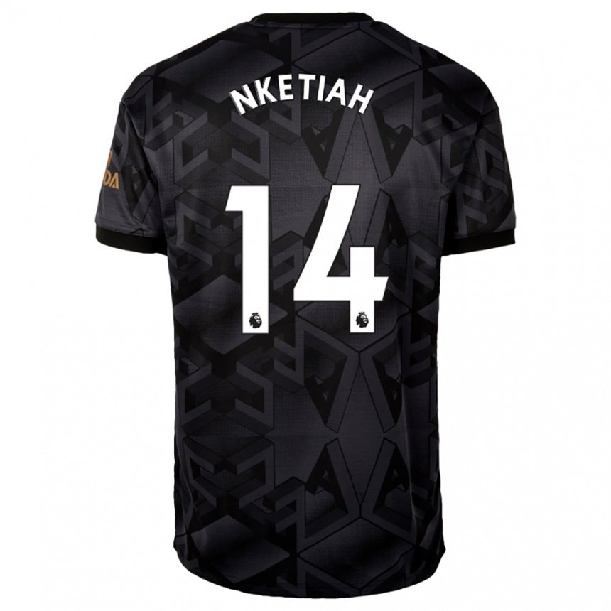 Herren Eddie Nketiah #14 Schwarz Grau Auswärtstrikot Trikot 2022/23 T-shirt Belgien
