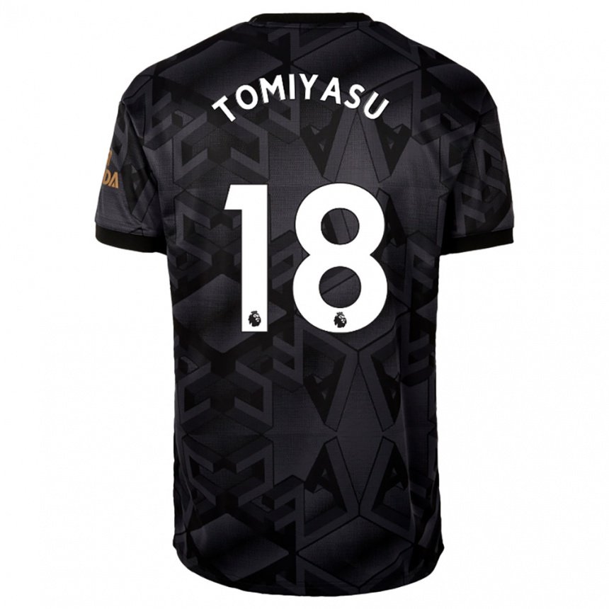 Herren Takehiro Tomiyasu #18 Schwarz Grau Auswärtstrikot Trikot 2022/23 T-shirt Belgien