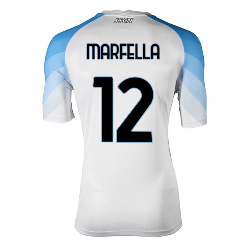 Herren Davide Marfella #12 Weiß Himmelblau Auswärtstrikot Trikot 2022/23 T-shirt Belgien