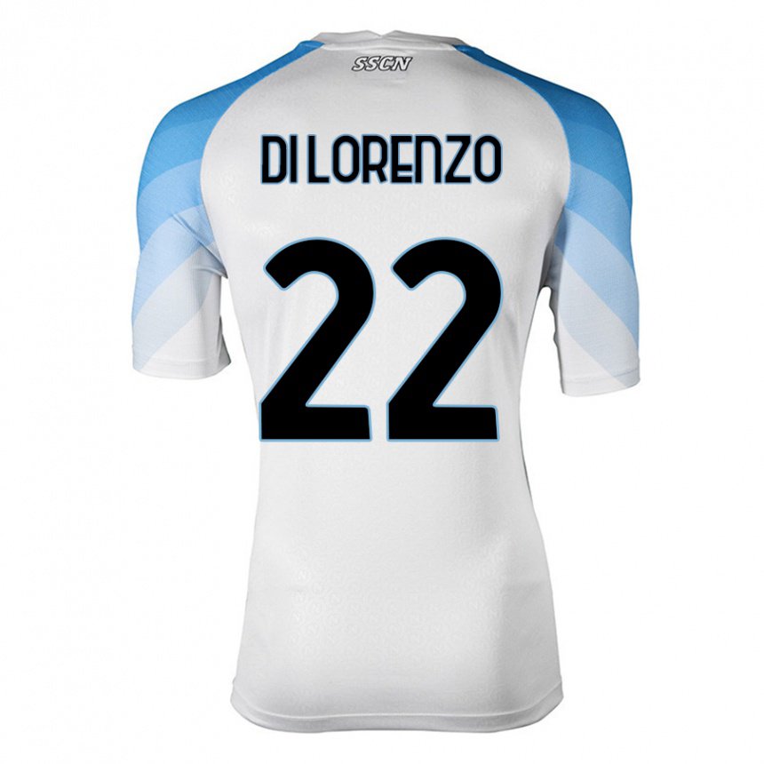 Homme Maillot Giovanni Di Lorenzo #22 Blanc Bleu Ciel Tenues Extérieur 2022/23 T-shirt Belgique
