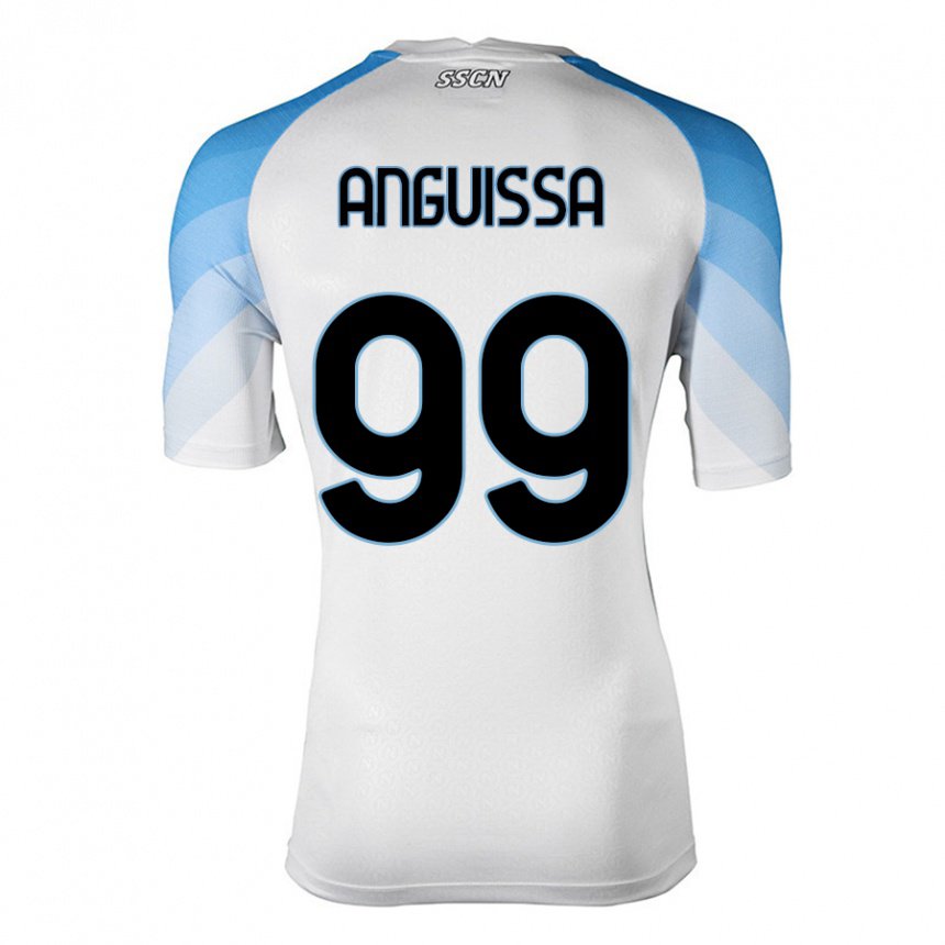 Homme Maillot Andre Zambo Anguissa #99 Blanc Bleu Ciel Tenues Extérieur 2022/23 T-shirt Belgique