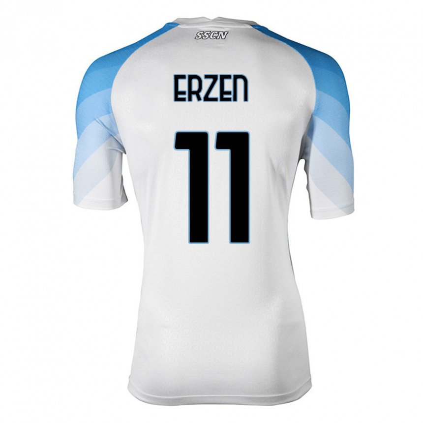Herren Kaja Erzen #11 Weiß Himmelblau Auswärtstrikot Trikot 2022/23 T-shirt Belgien