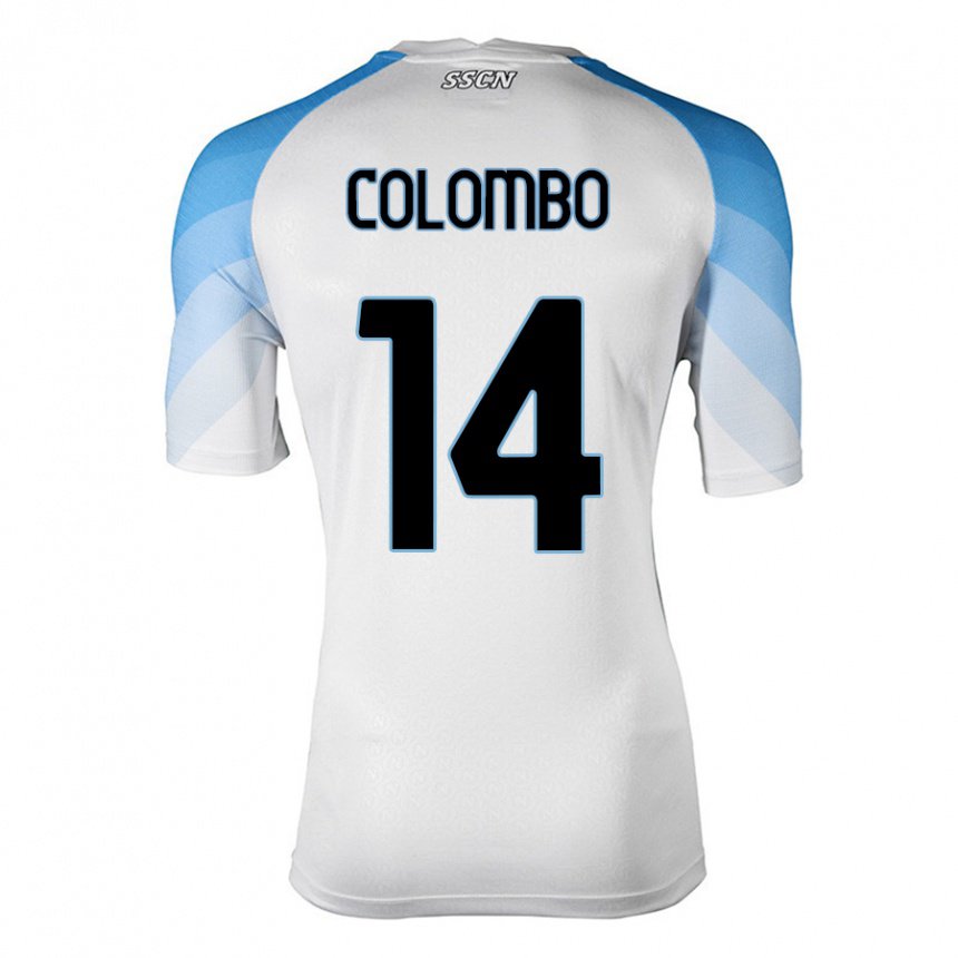 Homme Maillot Sofia Colombo #14 Blanc Bleu Ciel Tenues Extérieur 2022/23 T-shirt Belgique