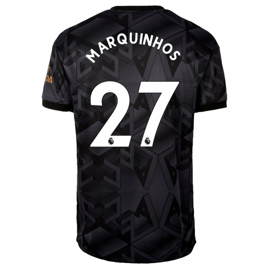Herren Marquinhos #27 Schwarz Grau Auswärtstrikot Trikot 2022/23 T-shirt Belgien