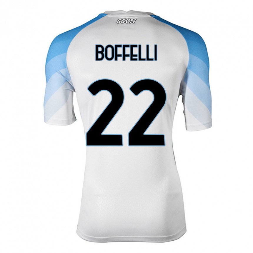 Homme Maillot Valerio Boffelli #22 Blanc Bleu Ciel Tenues Extérieur 2022/23 T-shirt Belgique