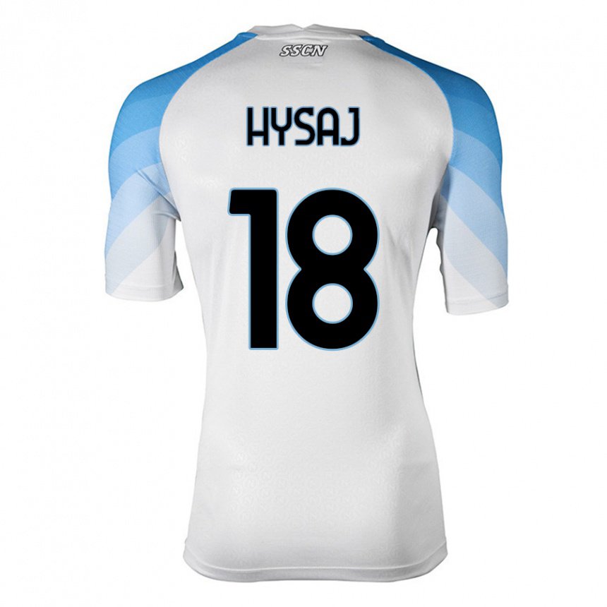 Herren Daniel Hysaj #18 Weiß Himmelblau Auswärtstrikot Trikot 2022/23 T-shirt Belgien
