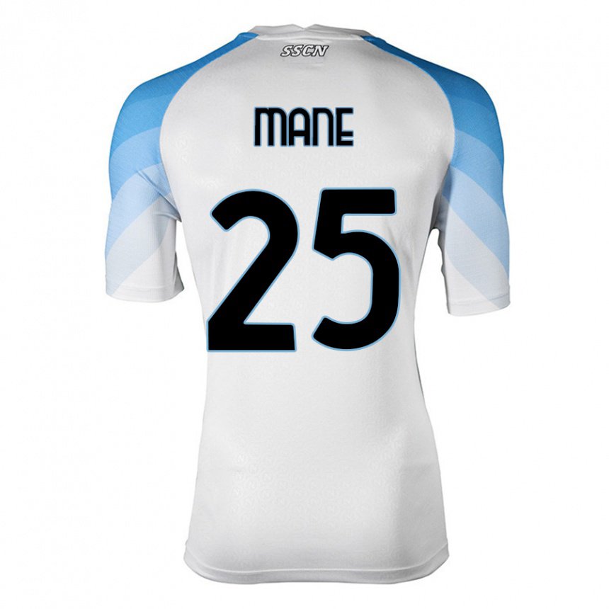 Herren Balla Mousa Mane #25 Weiß Himmelblau Auswärtstrikot Trikot 2022/23 T-shirt Belgien