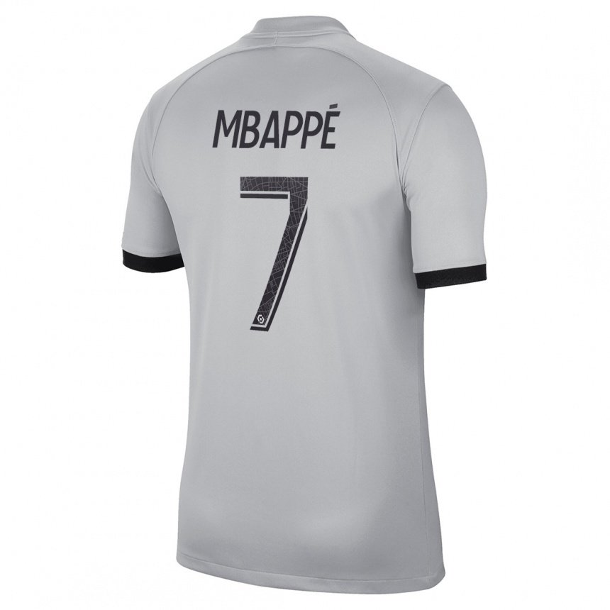 Herren Kylian Mbappe #7 Grau Auswärtstrikot Trikot 2022/23 T-shirt Belgien