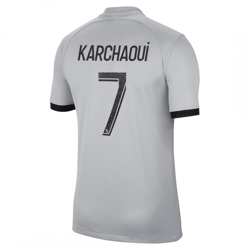 Homme Maillot Sakina Karchaoui #7 Gris Tenues Extérieur 2022/23 T-shirt Belgique