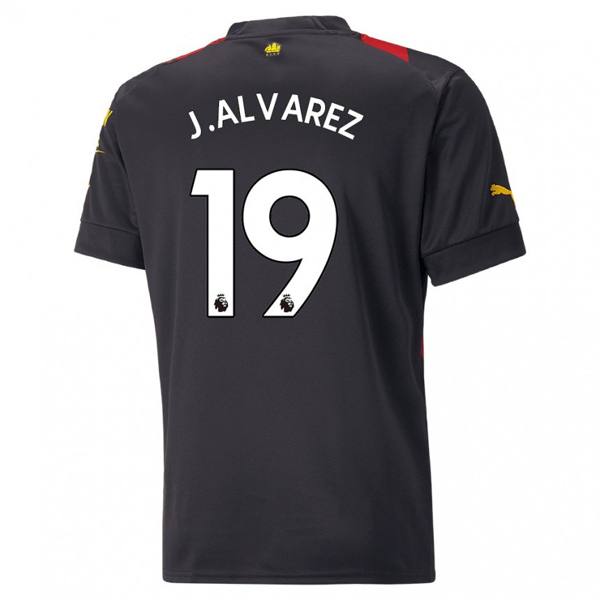 Homme Maillot Julian Alvarez #19 Noir Rouge Tenues Extérieur 2022/23 T-shirt Belgique
