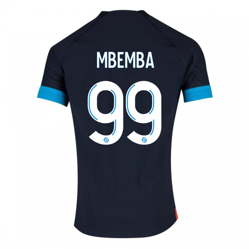 Homme Maillot Chancel Mbemba #99 Olympique Noir Tenues Extérieur 2022/23 T-shirt Belgique