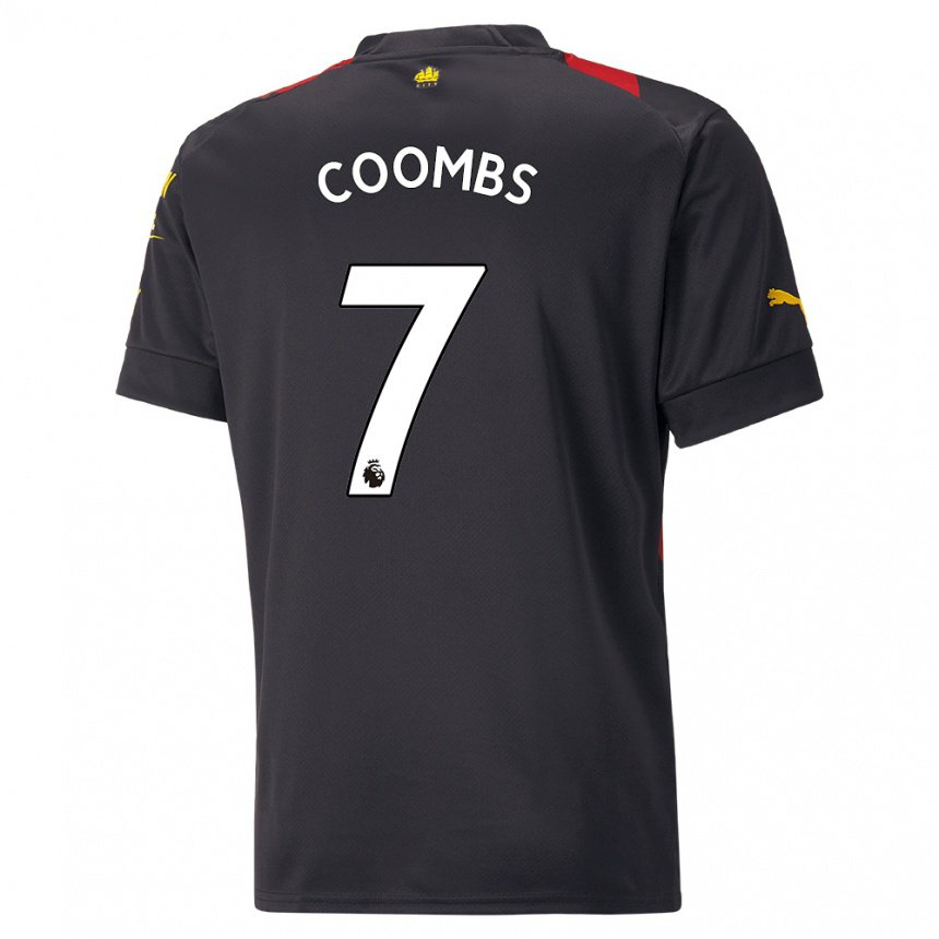 Herren Laura Coombs #7 Schwarz Rot Auswärtstrikot Trikot 2022/23 T-shirt Belgien