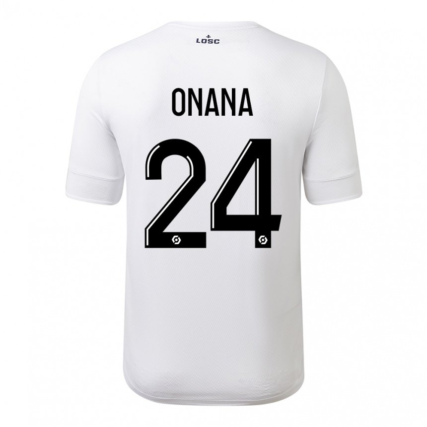 Homme Maillot Amadou Onana #24 Blanc Cramoisi Tenues Extérieur 2022/23 T-shirt Belgique