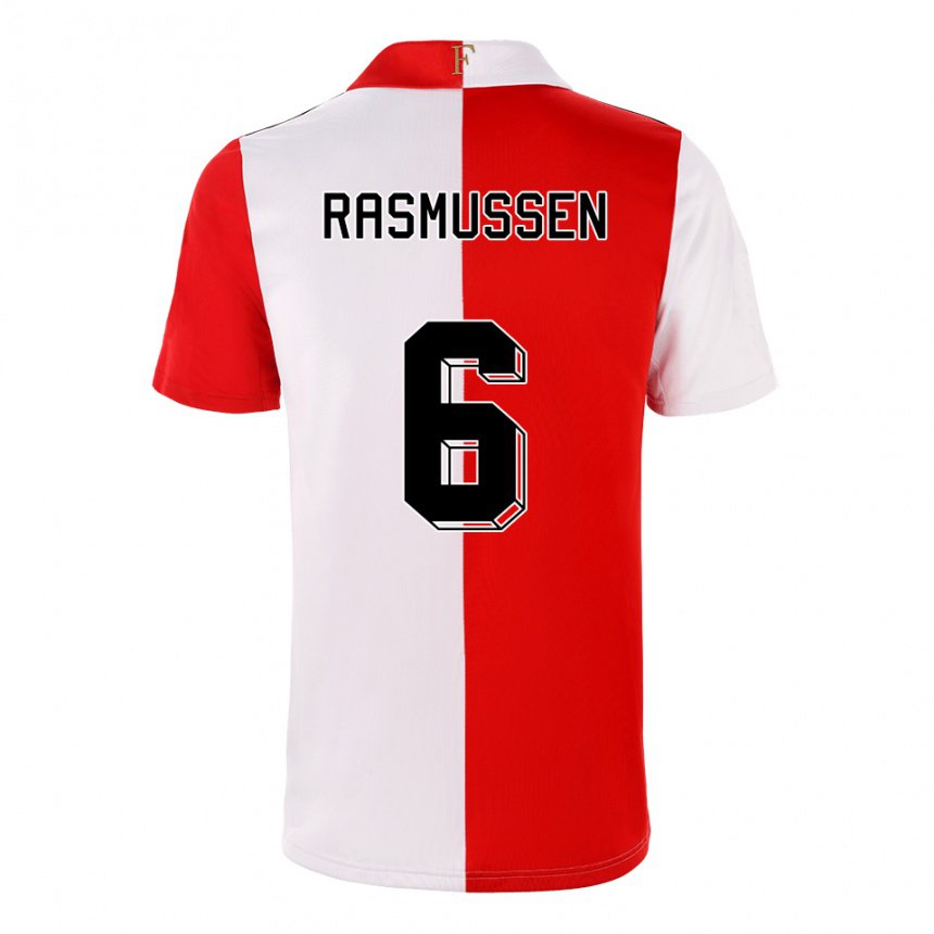Damen Jacob Rasmussen #6 Chili Weiß Heimtrikot Trikot 2022/23 T-shirt Belgien