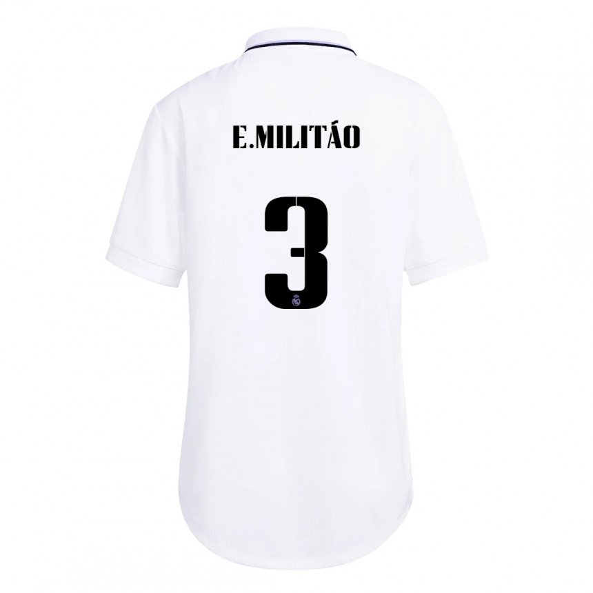 Femme Maillot Eder Militao #3 Blanc Violet Tenues Domicile 2022/23 T-shirt Belgique