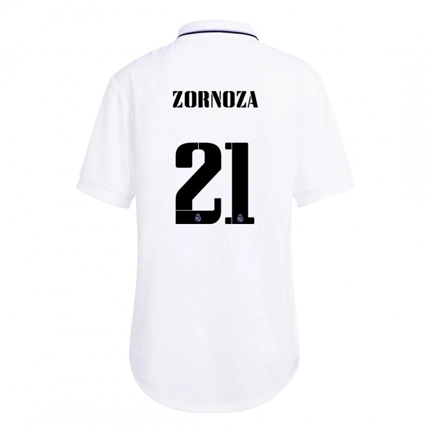 Femme Maillot Claudia Zornoza #21 Blanc Violet Tenues Domicile 2022/23 T-shirt Belgique