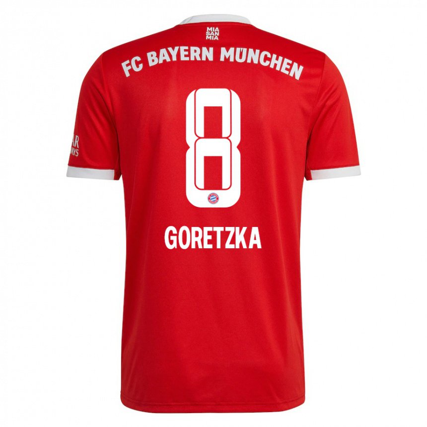Damen Leon Goretzka #8 Neonrot Weiß Heimtrikot Trikot 2022/23 T-shirt Belgien