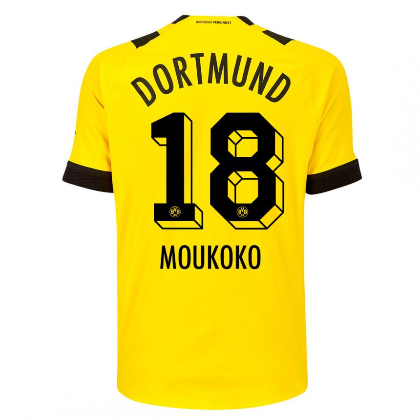 Damen Youssoufa Moukoko #18 Gelb Heimtrikot Trikot 2022/23 T-shirt Belgien