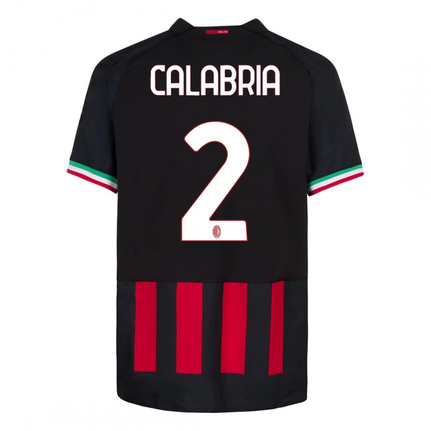 Damen Davide Calabria #2 Schwarz Rot Heimtrikot Trikot 2022/23 T-shirt Belgien