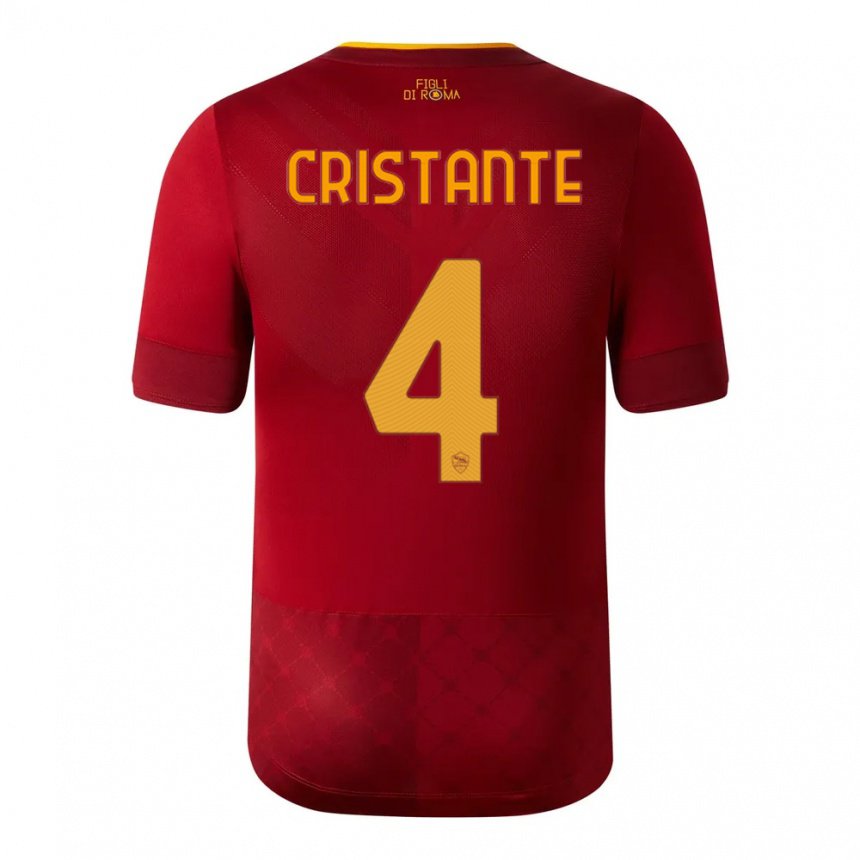 Femme Maillot Bryan Cristante #4 Brun Rouge Tenues Domicile 2022/23 T-shirt Belgique