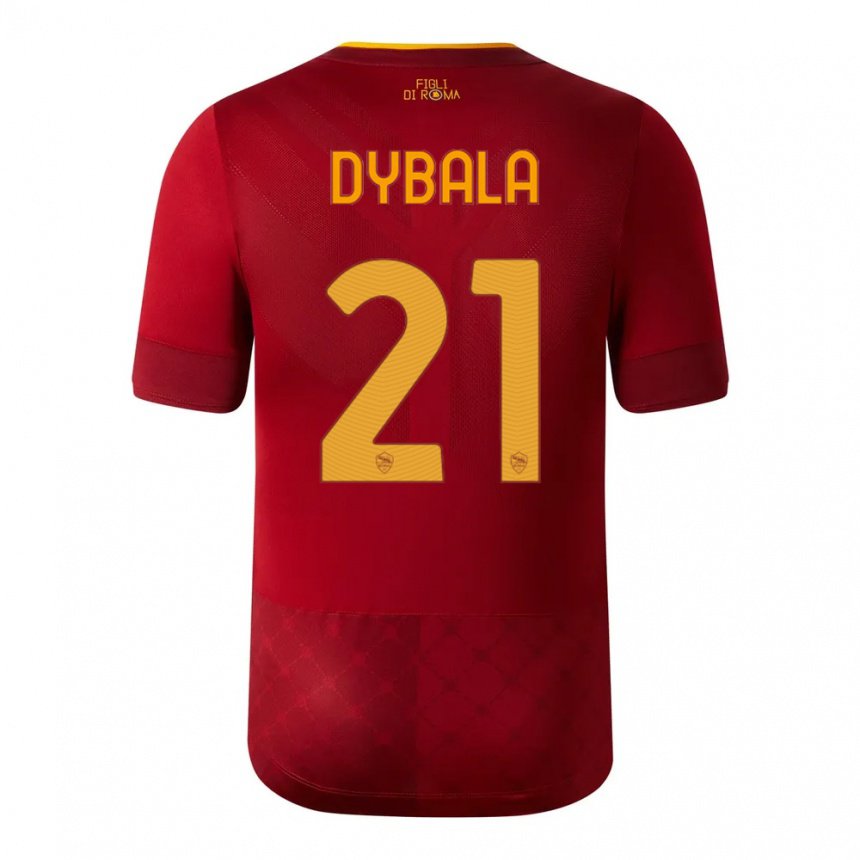 Femme Maillot Paulo Dybala #21 Brun Rouge Tenues Domicile 2022/23 T-shirt Belgique