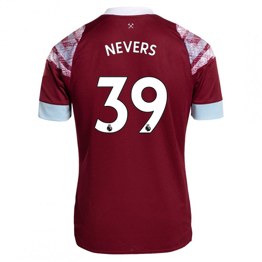 Damen Thierry Nevers #39 Rotwein Heimtrikot Trikot 2022/23 T-shirt Belgien