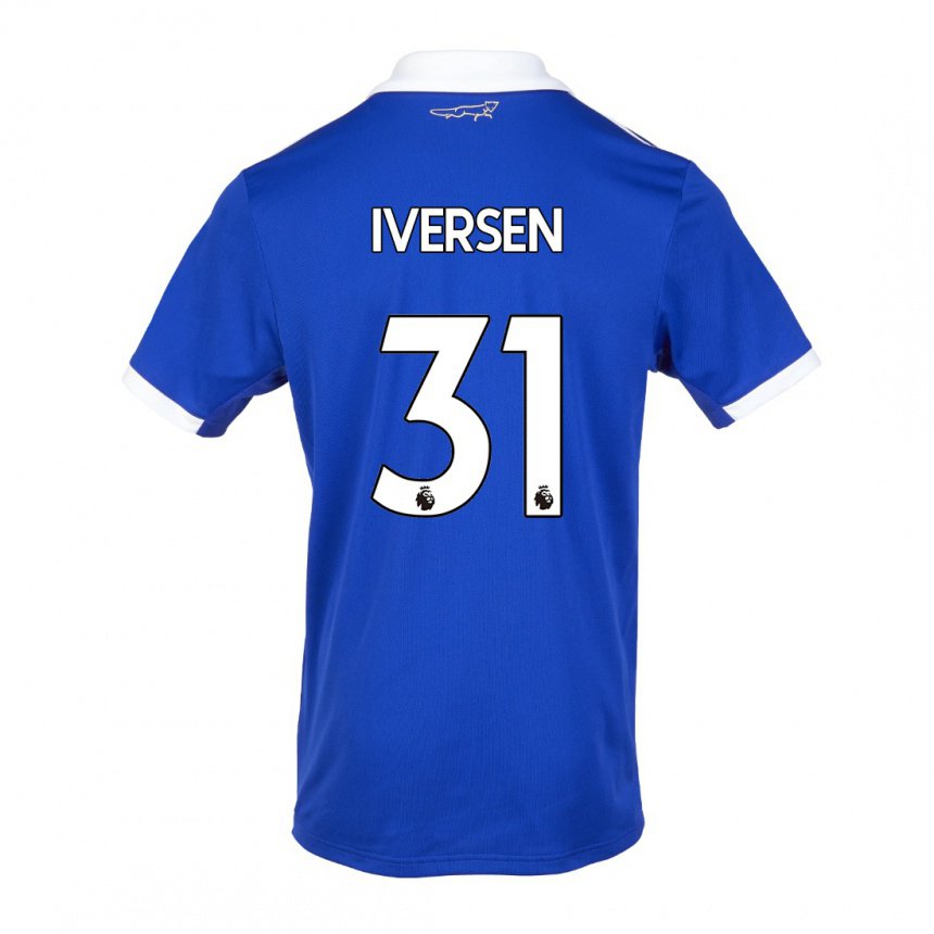 Damen Daniel Iversen #31 Blau Weiss Heimtrikot Trikot 2022/23 T-shirt Belgien