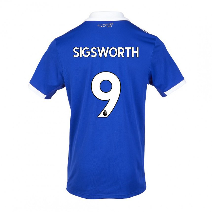 Damen Jessica Sigsworth #9 Blau Weiss Heimtrikot Trikot 2022/23 T-shirt Belgien