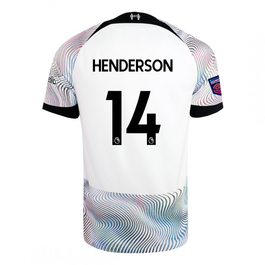 Femme Maillot Henderson #14 Blanc Coloré Tenues Extérieur 2022/23 T-shirt Belgique