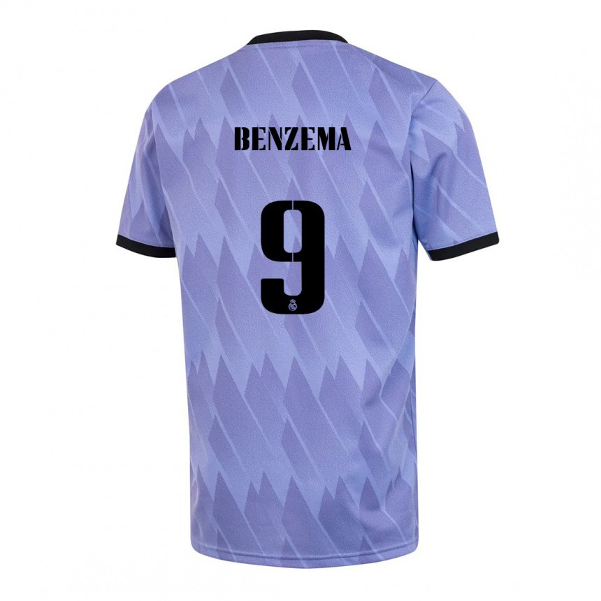 Damen Karim Benzema #9 Lila Schwarz Auswärtstrikot Trikot 2022/23 T-shirt Belgien