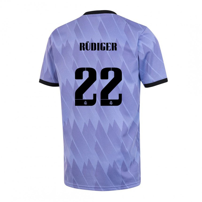 Femme Maillot Antonio Rudiger #22 Violet Noir Tenues Extérieur 2022/23 T-shirt Belgique