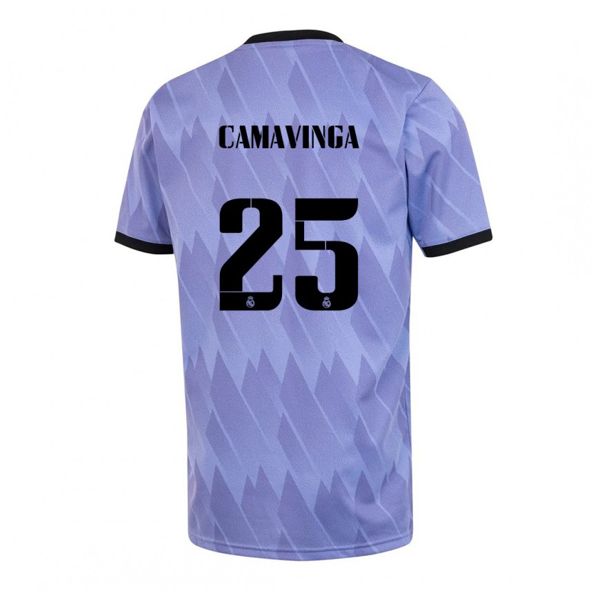 Femme Maillot Eduardo Camavinga #25 Violet Noir Tenues Extérieur 2022/23 T-shirt Belgique