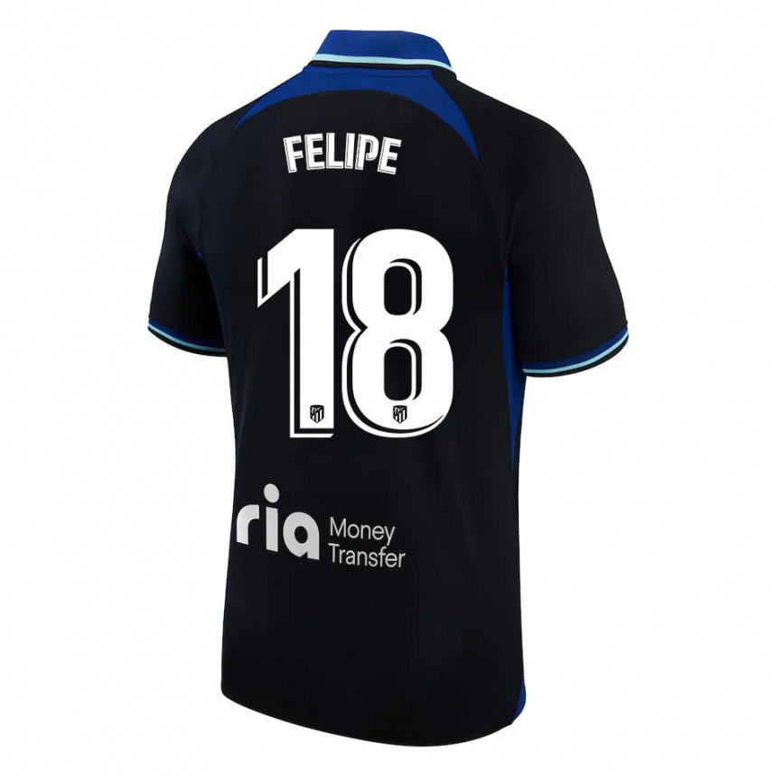Damen Felipe #18 Schwarz Weiß Blau Auswärtstrikot Trikot 2022/23 T-shirt Belgien