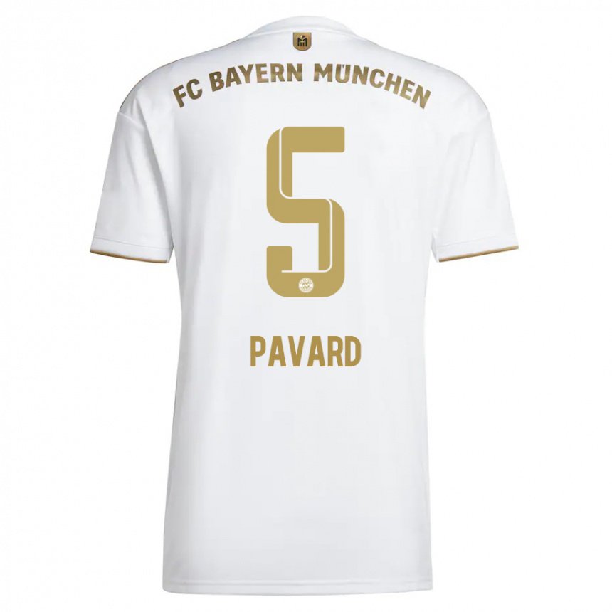 Femme Maillot Benjamin Pavard #5 Blanc Or Tenues Extérieur 2022/23 T-shirt Belgique