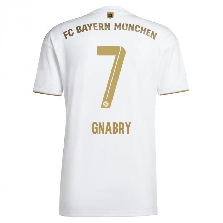 Femme Maillot Serge Gnabry #7 Blanc Or Tenues Extérieur 2022/23 T-shirt Belgique