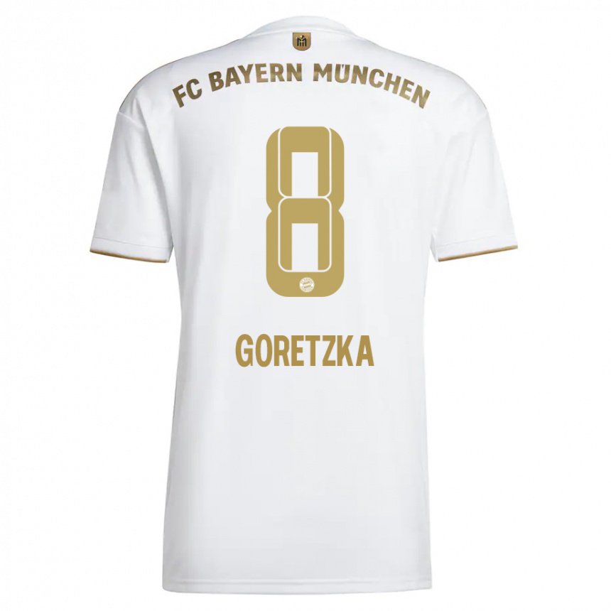 Damen Leon Goretzka #8 Weißes Gold Auswärtstrikot Trikot 2022/23 T-shirt Belgien