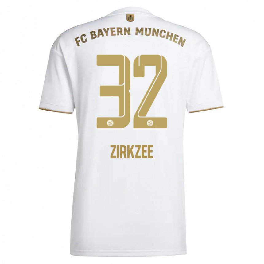 Damen Joshua Zirkzee #32 Weißes Gold Auswärtstrikot Trikot 2022/23 T-shirt Belgien