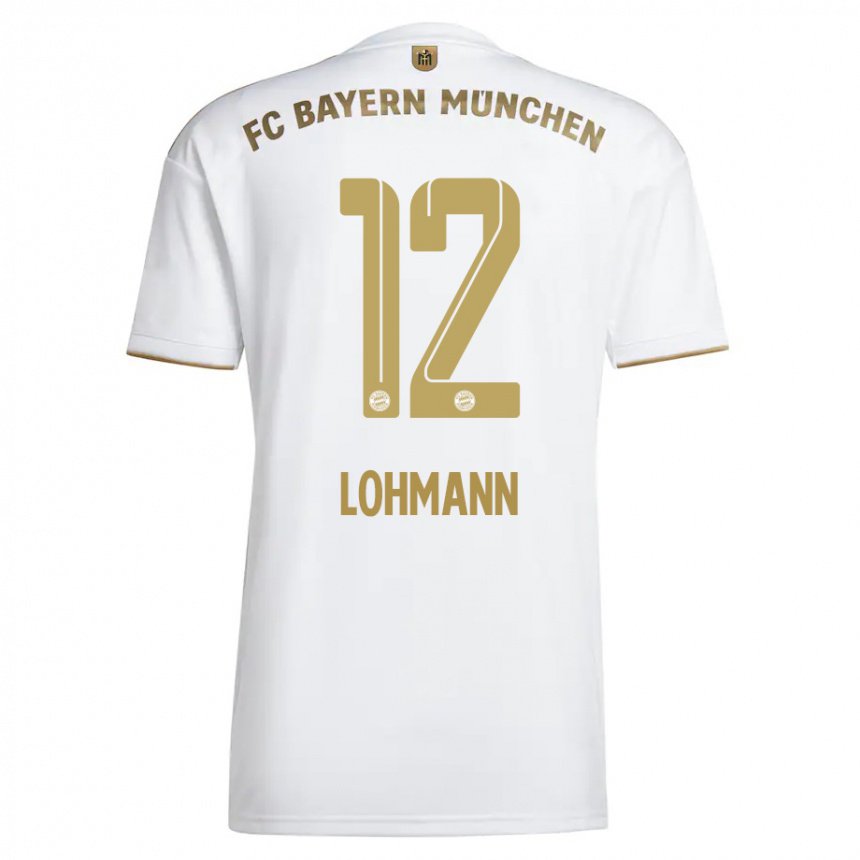Femme Maillot Sydney Lohmann #12 Blanc Or Tenues Extérieur 2022/23 T-shirt Belgique