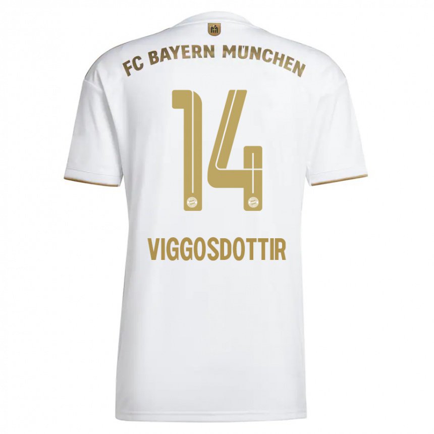 Damen Glodis Perla Viggosdottir #14 Weißes Gold Auswärtstrikot Trikot 2022/23 T-shirt Belgien