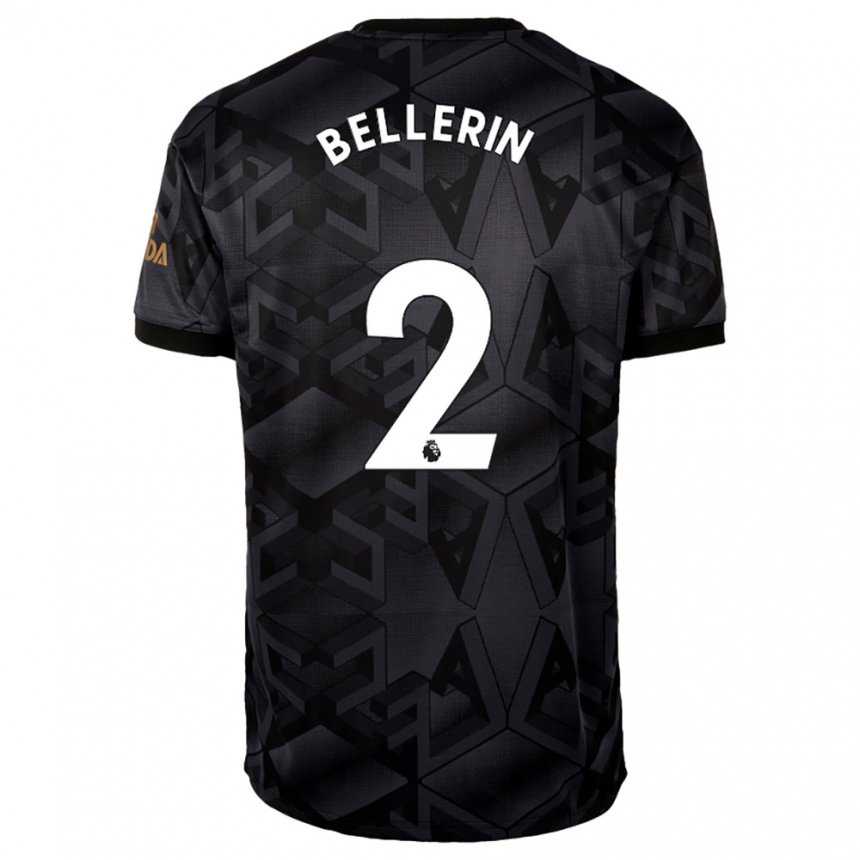 Damen Hector Bellerin #2 Schwarz Grau Auswärtstrikot Trikot 2022/23 T-shirt Belgien