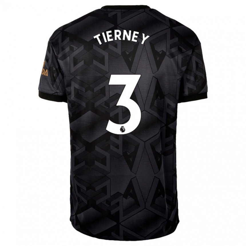 Femme Maillot Kieran Tierney #3 Gris Noir Tenues Extérieur 2022/23 T-shirt Belgique