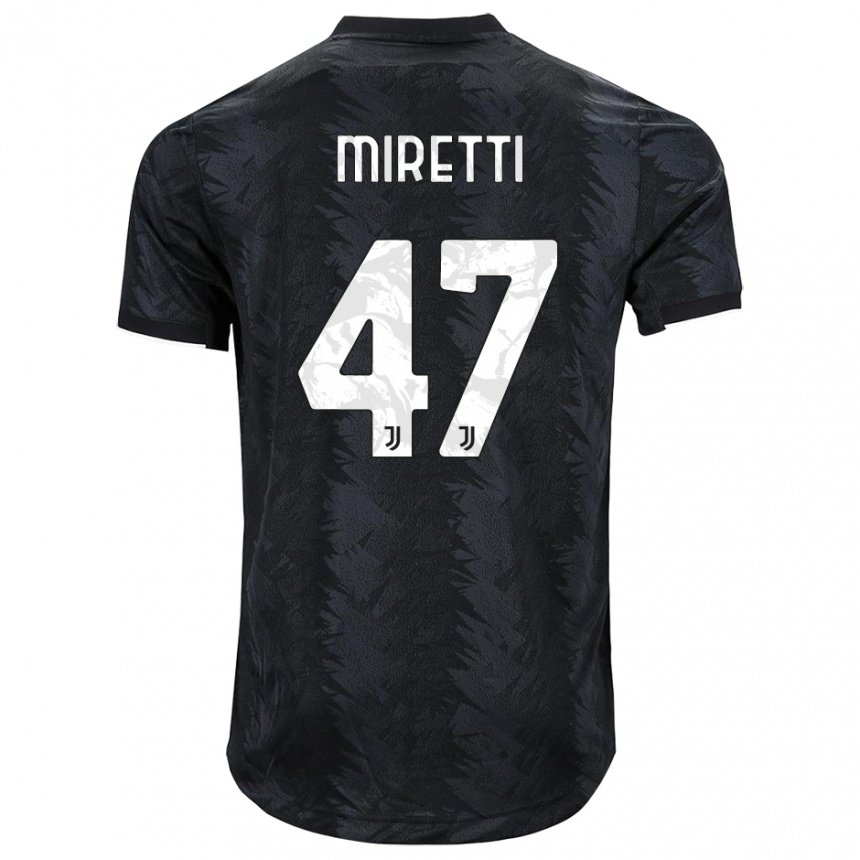 Damen Fabio Miretti #47 Dunkles Schwarz Auswärtstrikot Trikot 2022/23 T-shirt Belgien