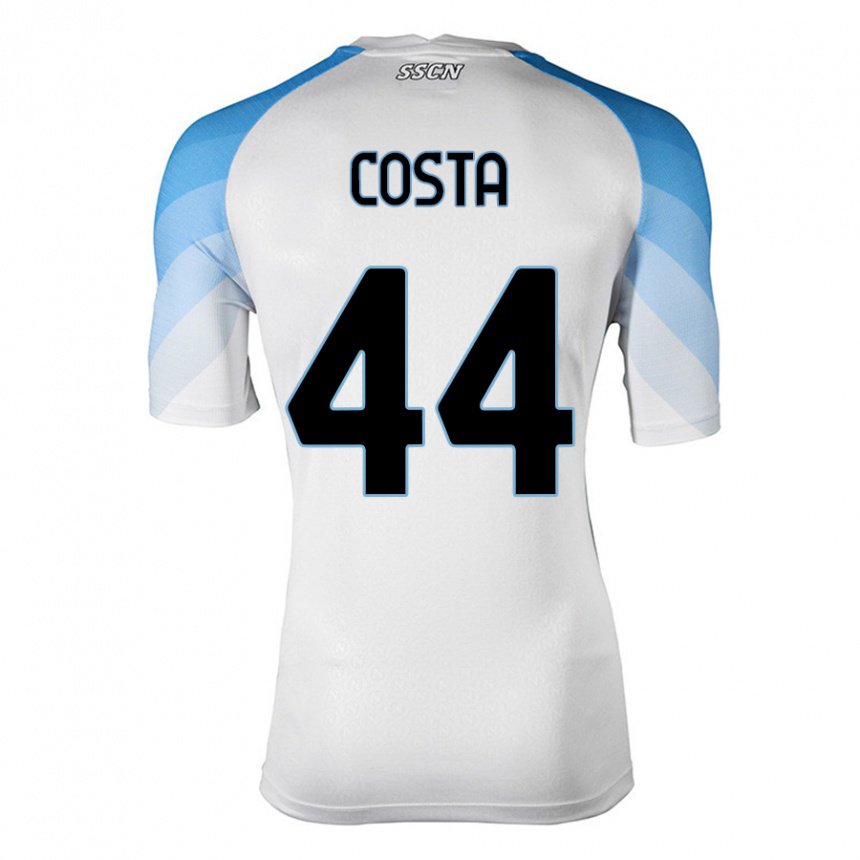 Damen Filippo Costa #44 Weiß Himmelblau Auswärtstrikot Trikot 2022/23 T-shirt Belgien