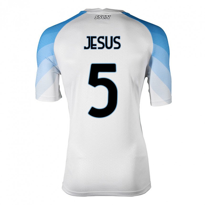 Femme Maillot Juan Jesus #5 Blanc Bleu Ciel Tenues Extérieur 2022/23 T-shirt Belgique