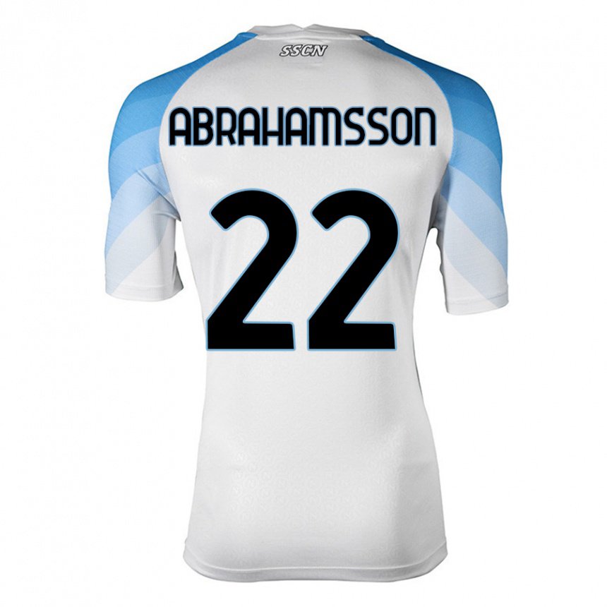 Femme Maillot Sejde Abrahamsson #22 Blanc Bleu Ciel Tenues Extérieur 2022/23 T-shirt Belgique