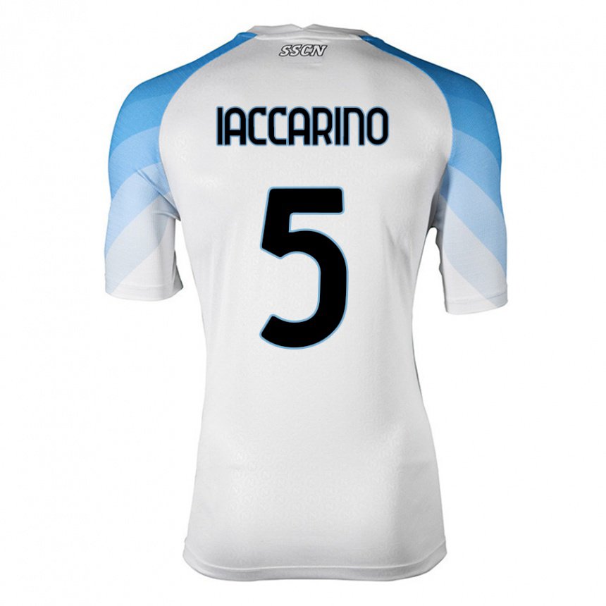 Damen Gennaro Iaccarino #5 Weiß Himmelblau Auswärtstrikot Trikot 2022/23 T-shirt Belgien